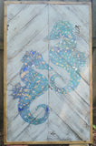 Large Seahorse Double Metallic Reclaimed Wood Art