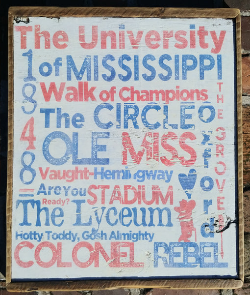 Ole' Miss Vintage Wall Art on Reclaimed Wood