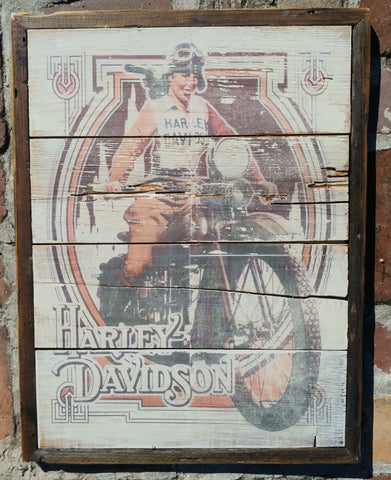 Nouveau Vintage style Harley girl wall art