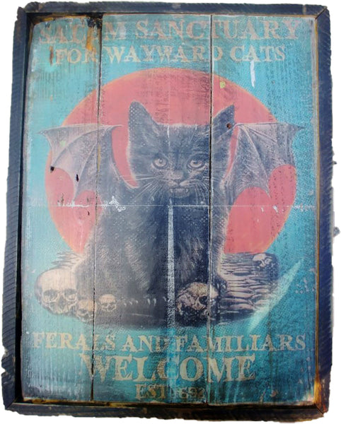 Cat Sanctuary Reclaimed Wood Wall Art