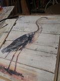 Blue Heron OR White Heron Large Wall Art on Reclaimed Wood