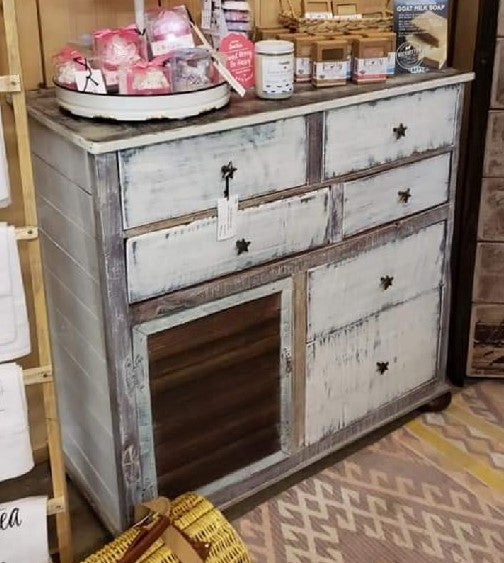 Handcrafted White Cabinet 6 Drawers & One Door.