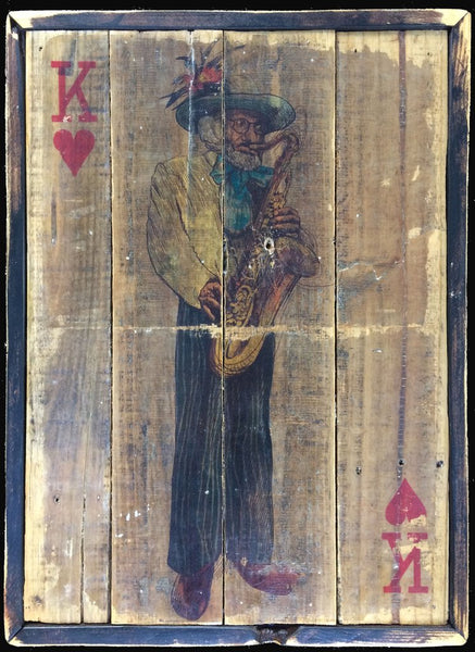 KING OF HEARTS ON SAXOPHONE OR TRUMPET NEW ORLEANS JAZZ WALL ART