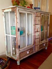 Window Cabinet w/Drawers/ Reclaimed Up-Cycled Furniture
