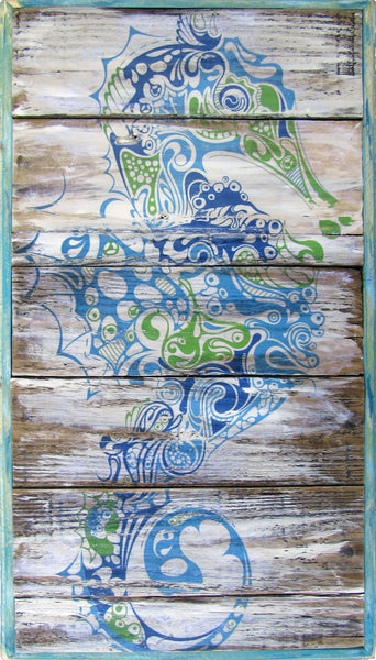 Seahorse Rustic Reclaimed Wood Wall Art