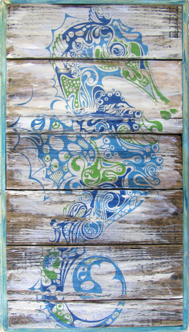 Seahorse Rustic Reclaimed Wood Wall Art