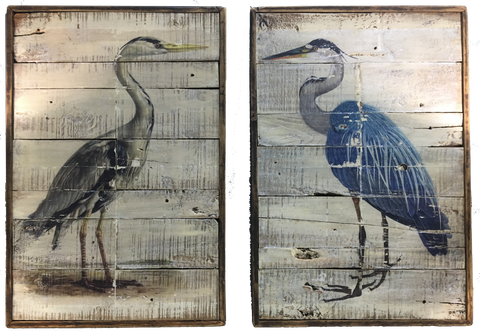 Blue Heron OR White Heron Large Wall Art on Reclaimed Wood
