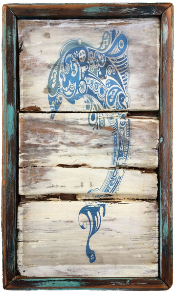 Dolphin Wall Art on Reclaimed Wood