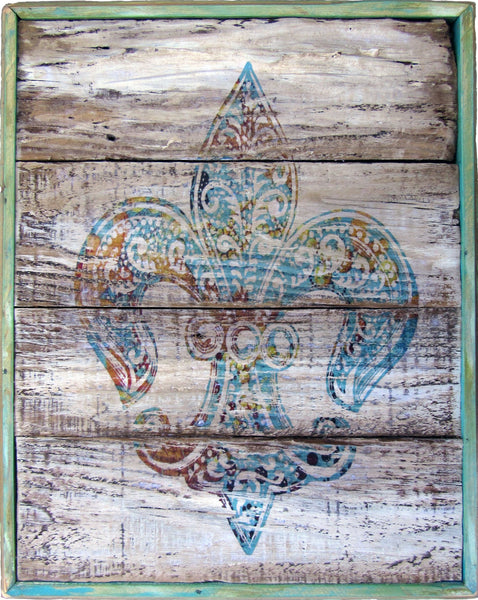 Fleur de Lis Turquoise/Gold Wall Art