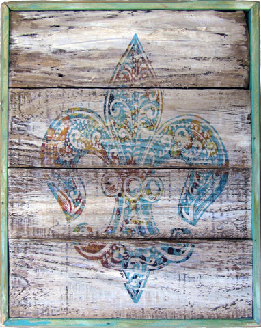 Fleur de Lis Turquoise/Gold Wall Art