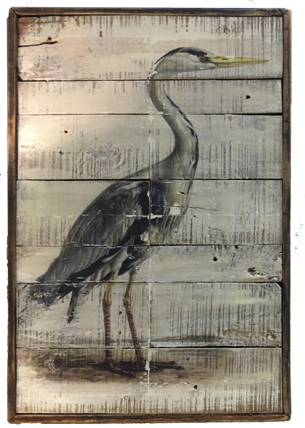 Blue Heron OR White Heron Large Wall Art on Reclaimed Wood