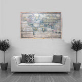 World Map on Reclaimed Wood Wall Art Large