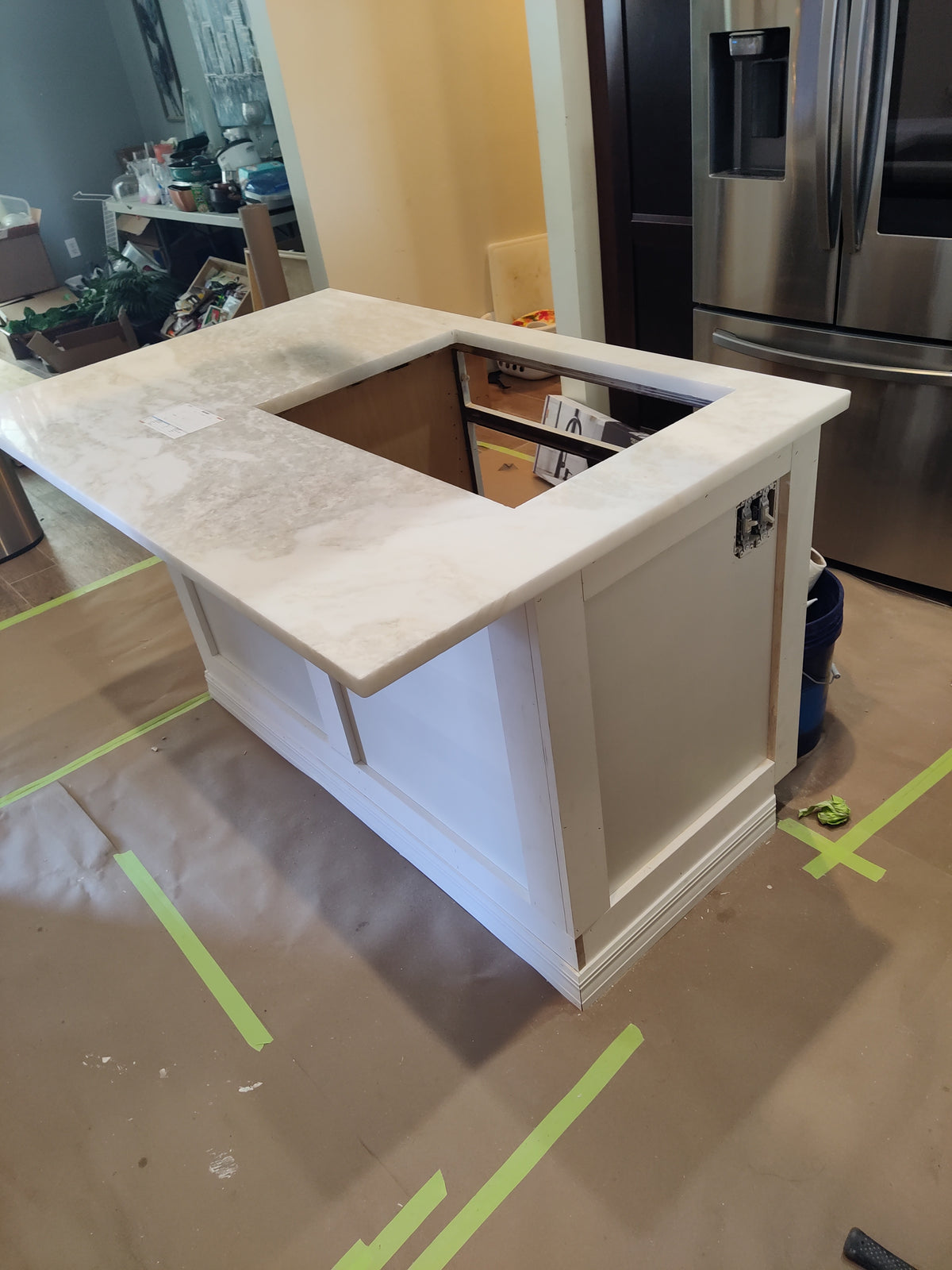 Added board and batten trim work to cabinets