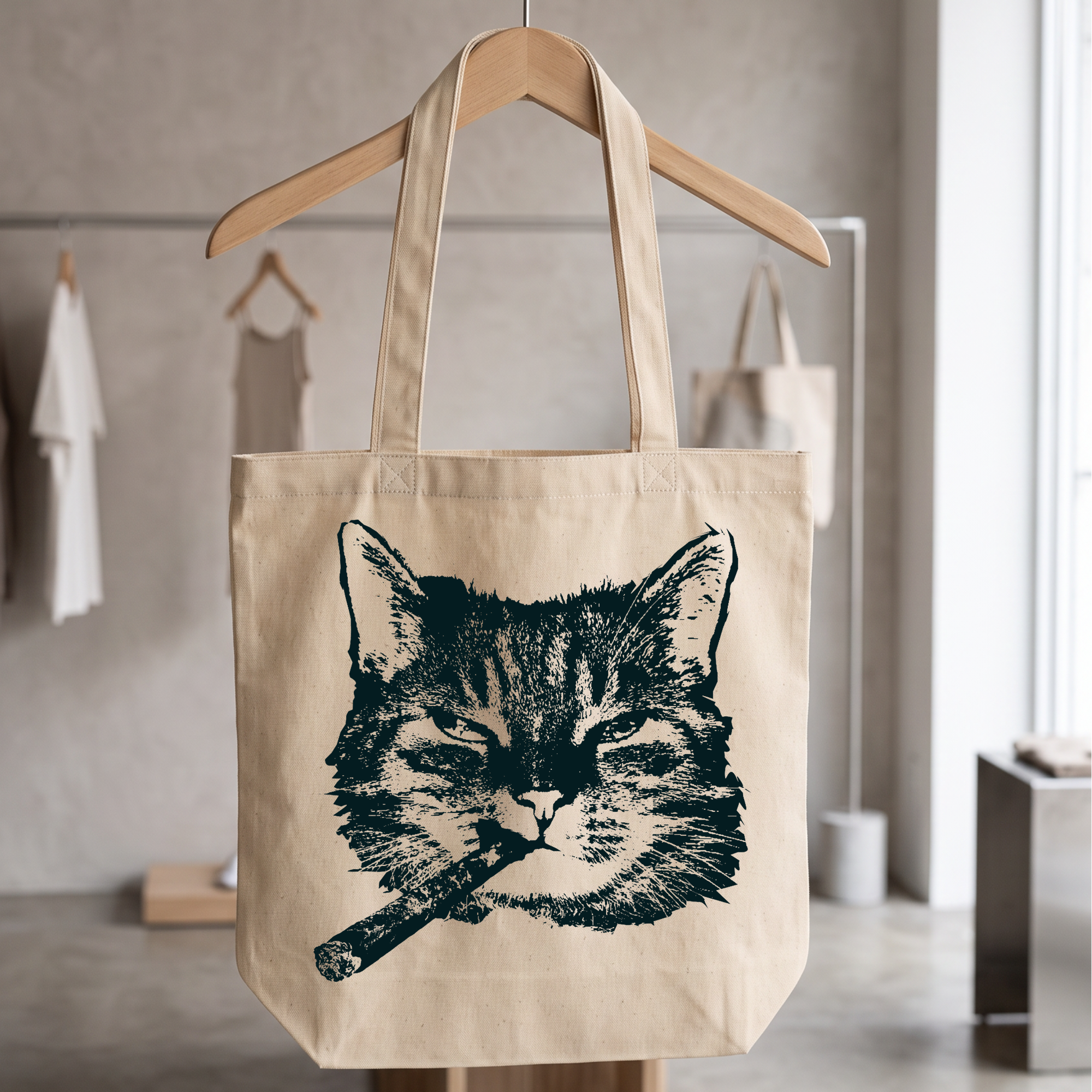 Brown Canvas Tote Bag with Pockets | Cotton Craft Bag
