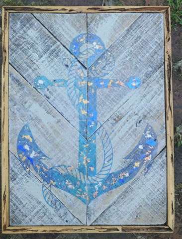 Coastal Metallic Anchor, Seahorse, or Sea Turtle Reclaimed Wall Art